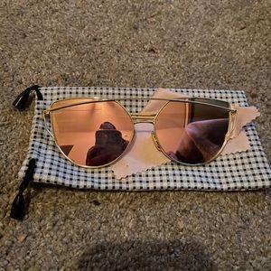 Vintage Cat Eyes Rose Gold Pink Mirror Sunglasses